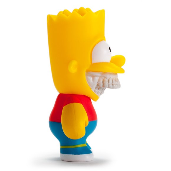 THE SIMPSONS HOMER & BART GRIN 3 FIGURES BY RON ENGLISH figure by Ron English, produced by Kidrobot. Side view.