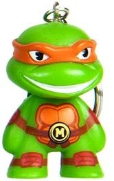 TMNT Keychain - Michelangelo figure by Viacom, produced by Kidrobot. Front view.