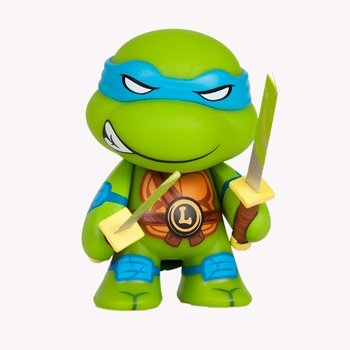 TMNT OOZE ACTION GLOW IN THE DARK LEONARDO figure by Viacom, produced by Kidrobot. Front view.