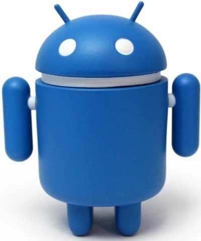 Bluebot figure by Google Inc, produced by Dyzplastic. Front view.