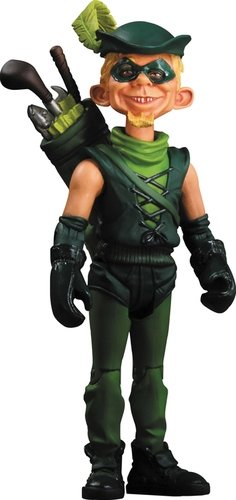 Alfred as Green Arrow figure, produced by Dc Direct. Front view.
