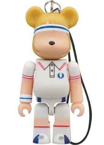 Fred Perry Be@rbrick 70% - Tennis figure by Fred Perry, produced by Medicom Toy. Front view.