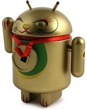 Android Lucky Cat figure by Mr. Shane Jessup, produced by Dyzplastic. Front view.