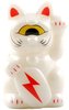 Mini Fortune Cat - White w/ Red Lightning Bolt