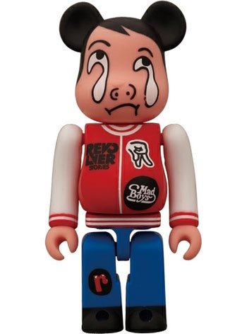Revolver Be@rbrick (Red Ver.) 100%  - Zozotown Eproze Exclusive figure by So-Me, produced by Medicom Toy. Front view.