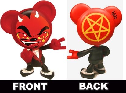 Swear Bear - Devil Teddy figure, produced by Drastic Plastic. Front view.