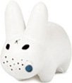White Labbit figure by Frank Kozik, produced by Kidrobot. Front view.