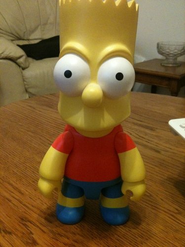 Bart Simpson 10 Qee figure by Matt Groening, produced by Toy2R. Front view.