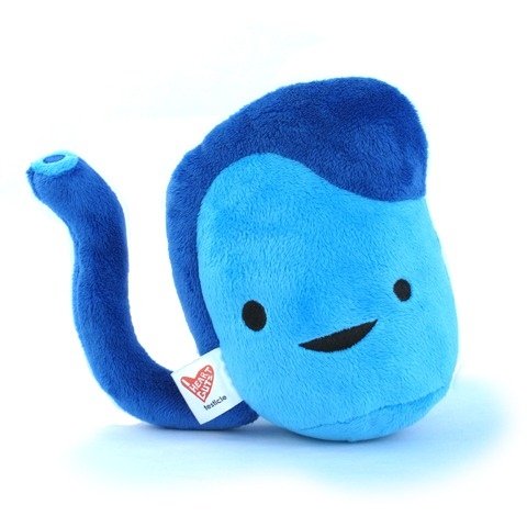 Testicle Plush - Having a Ball!  figure, produced by I Heart Guts. Front view.