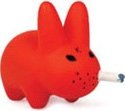 Red Labbit figure by Frank Kozik, produced by Kidrobot. Front view.