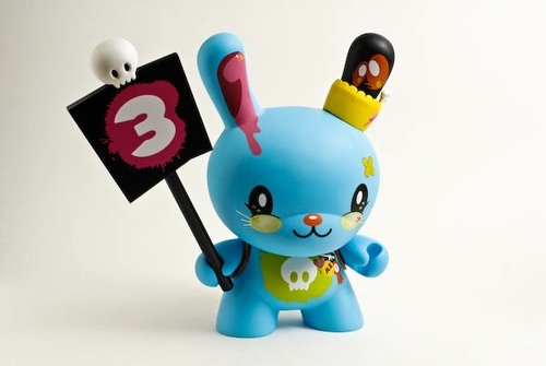 Blue Love Dunny figure by Tado, produced by Kidrobot. Front view.