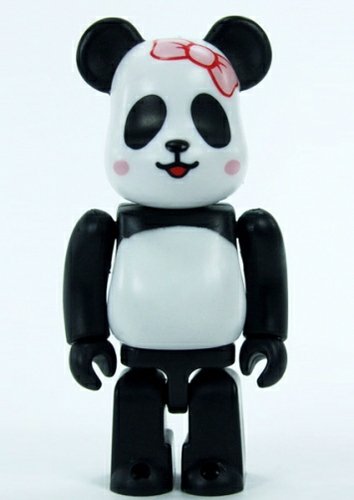 Panda Girl Be@rbrick 100% figure by Wwf X Milk, produced by Medicom Toy. Front view.