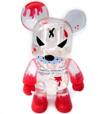 Redrum Qee figure by Frank Kozik, produced by Toy2R. Front view.