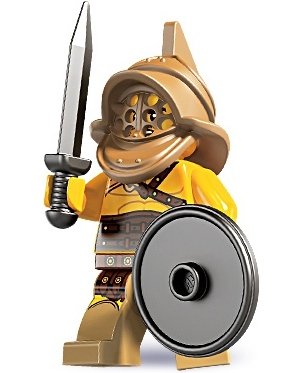 Gladiator figure by Lego, produced by Lego. Front view.
