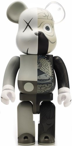 Dissected Companion Be@rbrick 400% - Mono  figure by Kaws, produced by Medicom Toy. Front view.