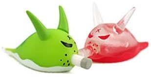 Bob - Green & Bloody figure by Frank Kozik, produced by Kidrobot. Front view.