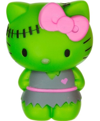 Hello Kitty Horror Mystery Minis - Green Frankenstein figure by Sanrio, produced by Funko. Front view.