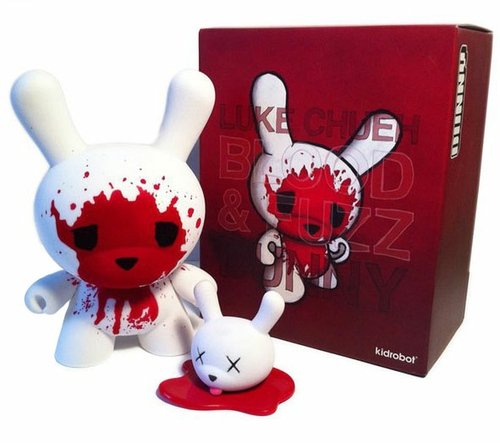 Blood & Fuzz Dunny figure by Luke Chueh, produced by Kidrobot. Front view.