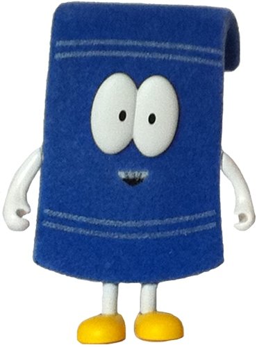 Towelie figure by Matt Stone & Trey Parker, produced by Kidrobot. Front view.