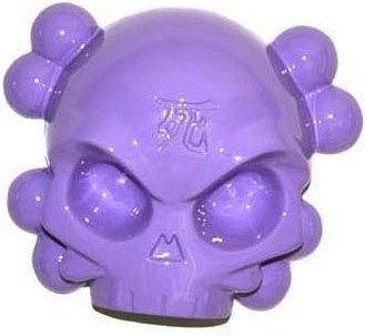 Candy Colored Skullhead - Parma Violet figure by Huck Gee, produced by Fully Visual. Front view.
