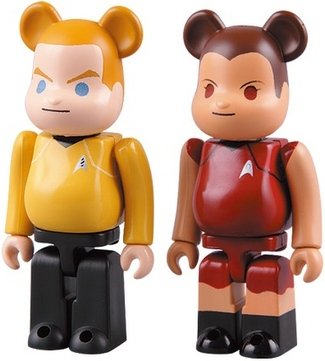 Kirk & Uhura Be@rbrick 100% 2Pack Set figure, produced by Medicom Toy. Front view.