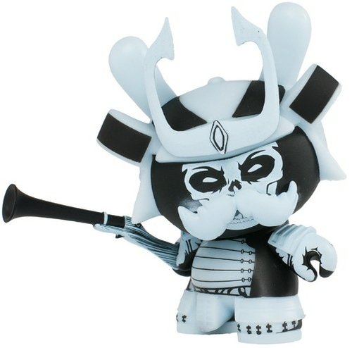 Ashigaru - GID Blue figure by Jon-Paul Kaiser, produced by Kidrobot. Front view.