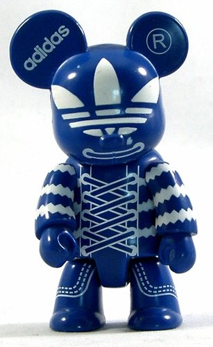Blue Trefoil figure by Adidas, produced by Toy2R. Front view.