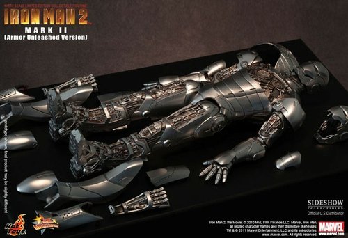 Ironman Mark II Armor Unleased Version figure, produced by Hot Toys. Front view.