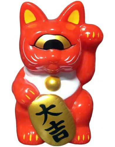 Mini Fortune Cat - Bright Red figure by Mori Katsura, produced by Realxhead. Front view.