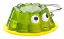 Green Jello figure by Heidi Kenney, produced by Kidrobot. Front view.
