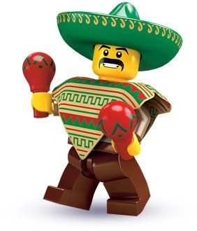 Mariachi figure by Lego, produced by Lego. Front view.