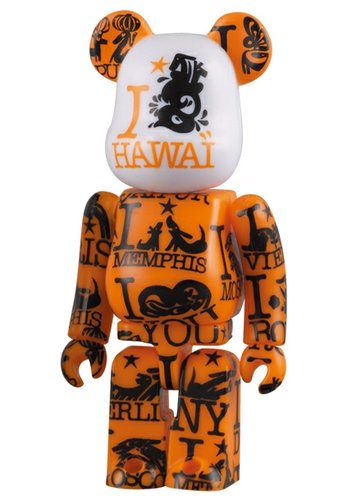 A Round World Be@rbrick - Hawaii figure by Kuntzel + Deygas, produced by Medicom Toy. Front view.