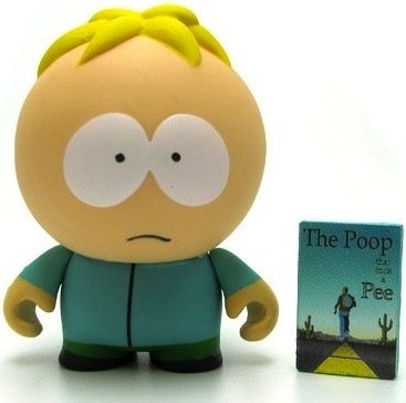 Butters figure by Matt Stone & Trey Parker, produced by Kidrobot. Front view.