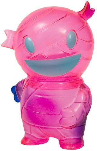 Pocket Mummy Boy - Clear Pink figure by Brian Flynn, produced by Super7. Front view.