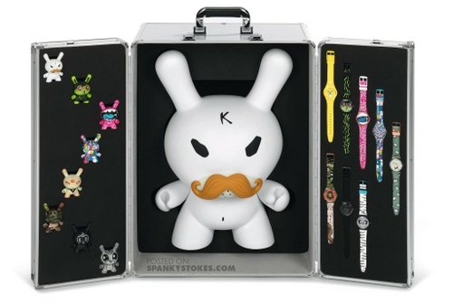 20 Kozik Swatch Dunny Set figure by Frank Kozik, produced by Kidrobot X Swatch. Front view.