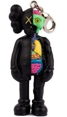 Dissected Companion Keychain - Black figure by Kaws, produced by Medicom Toy. Front view.