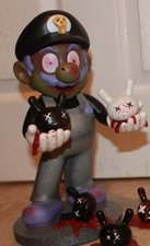 Zombie Mario Dunny Hunter figure by Shawn Wigs. Front view.