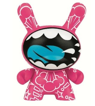 Shout Out Dunny figure by Jeremy Madl (Mad), produced by Kidrobot X Swatch. Front view.