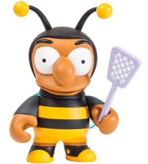Bumblebee Man figure by Matt Groening, produced by Kidrobot. Front view.