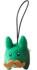 Green Happy Labbit Mini Plush figure by Frank Kozik, produced by Kidrobot. Front view.
