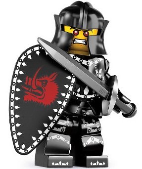 Evil Knight figure by Lego, produced by Lego. Front view.