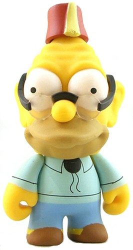 Grandpa Abe Simpson figure by Matt Groening, produced by Kidrobot. Front view.