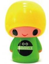 David Mushroom Neon Green figure by Noriya Takeyama, produced by Wonderwall. Front view.