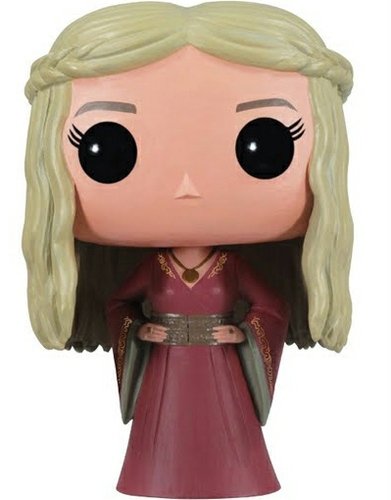 Cersei Lannister figure by George R. R. Martin, produced by Funko. Front view.
