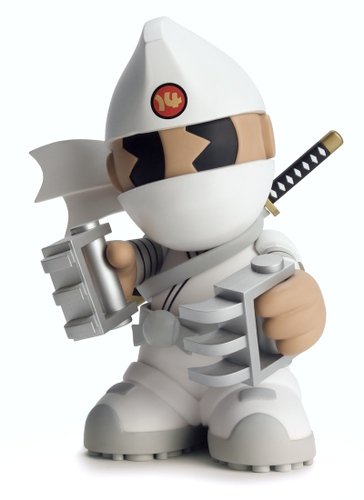 Kidrobot Mascot 14 - Shiro Kidninja figure by Huck Gee, produced by Kidrobot. Front view.