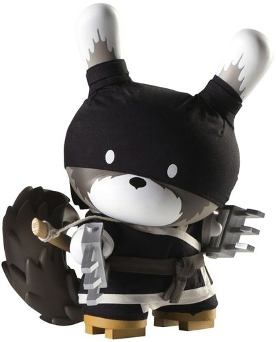 Raku Dunny Night figure by Huck Gee, produced by Kidrobot. Front view.