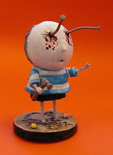 The Boy with Nails in His Eyes figure by Tim Burton, produced by Dark Horse. Front view.