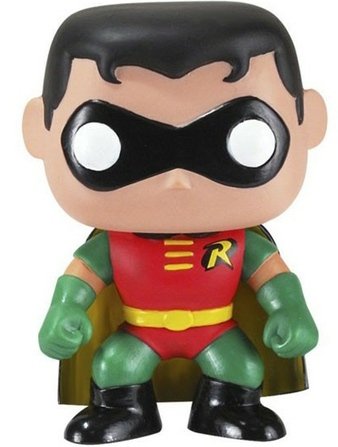 POP! Heroes - Robin figure by Dc Comics, produced by Funko. Front view.