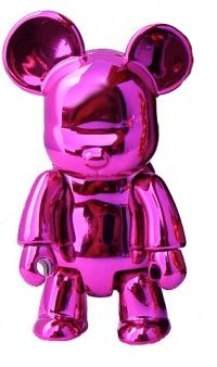 Metallic Bear Qee - Pink  figure, produced by Toy2R. Front view.