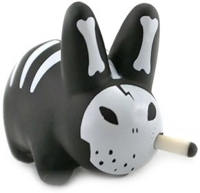 Smorkin Labbit - Bone figure by Frank Kozik, produced by Kidrobot. Front view.